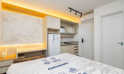 Studio Mobiliado Para Locação, No Água Verde, Com 36,72m² De Área Total, Com Ar-condicionado.