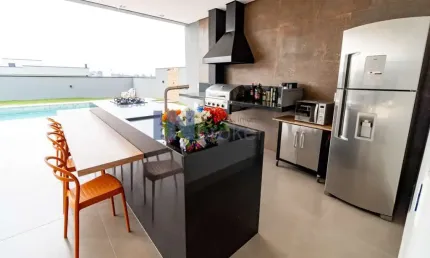 Casa de condomínio de alto padrão com piscina e área gourmet em Jundiaí-SP, bairro Medeiros: 3 suítes, 2 salas, 5 banheiros, 6 vagas, 814m².