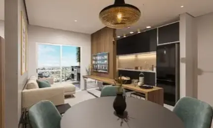 Apartamento na planta de 66m2 com 2 dormitórios, 1 suíte e varanda na planta.