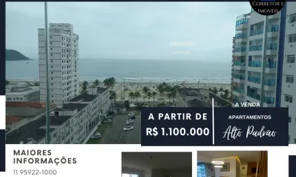Apto c/Vista Mar 117m², 3 Suites, varanda gourmet, 2 vagas, lazer completo, Praia Grande/SP - Boqueirão.