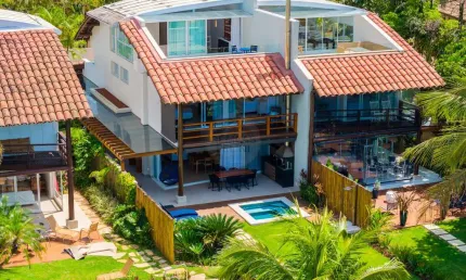 Casa luxuosa frente ao mar com 6 suítes, praia de barra do una - venda / locações