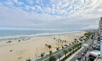 Apartamento vista mar com 2 dormitórios, no Boqueirão, em Praia Grande.