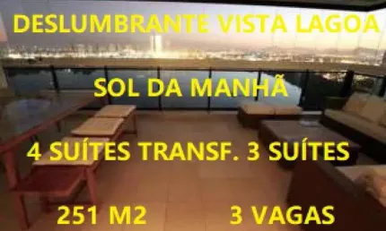 Península royal green 4 qtos transf. em 3qtos, linda vista para lagoa, armários, 2 vagas sol manhã