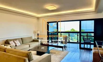 Apartamento Frente Mar, mobiliado com 3 suítes com sacada e 2 vagas - Pompéia - Santos - SP