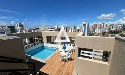 Pituba - Cobertura - 211m² - Vista mar - 4 pavimentos - 3 suítes - Ventilado - Decorado - Armários - Climatizado - Piscina - Salão Gourmet - 2 vagas