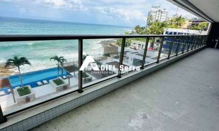 Ondina - 303m² - PORTEIRA FECHADA - Vista mar total - 4 suítes - Armários - Móveis - 4 vagas