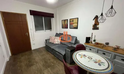 Apartamento com um dormitório, 48 m² - Gonzaga - Santos - frente a praia