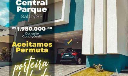 Casa em condomínio com 3 dormitórios, 271 m² - venda por R$ 1.980.000 ou aluguel por R$ 14.800/mês - Condomínio Central Parque - Salto/SP