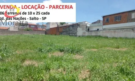 06 terrenos 10 x 25 - venda - locação - parceria -   jd. das nações- salto - sp