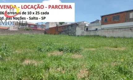06 terrenos 10 x 25 - venda - locação - parceria -   jd. das nações- salto - sp
