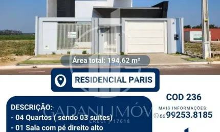 Casa com 4 quartos à venda na Avenida Notre Dame, 20, Residencial Paris, Sinop