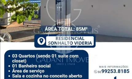 CASA A VENDA NO RESIDENCIAL SONHALTO VIDERIA - SINOP MT