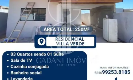 CASA DE 3 QUARTOS A VENDA NO RESIDENCIAL VILLA VERDE