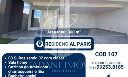 Casa com 3 quartos à venda na Rua Versalhes, 728, Residencial Paris, Sinop