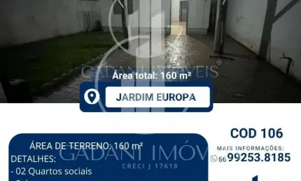 Casa com 2 quartos à venda na Rua Cabo Manoel Augustinho Nascimento, 87, Jardim Europa, Sinop