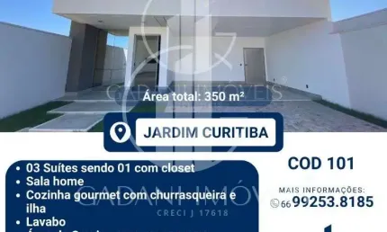 Casa com 3 quartos à venda na Rua Paranagua, 101, Jardim Curitiba, Sinop