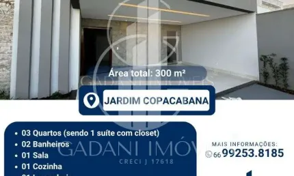 Casa com 3 quartos à venda na Avenida Integração, 01, Jardim Copacabana, Sinop