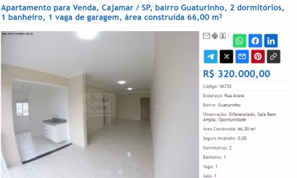 Apartamento com 2 quartos à venda na Rua Avaré, Guaturinho, Cajamar