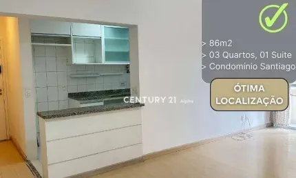 Apartamento com 3 dormitórios para alugar, 86 m² por R$ 5.733/mês - Alphaville Industrial -