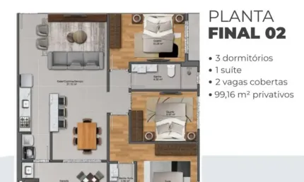 Apartamento com 3 quartos à venda em pedra branca, palhoça , 99 m2 por r$ 827.000