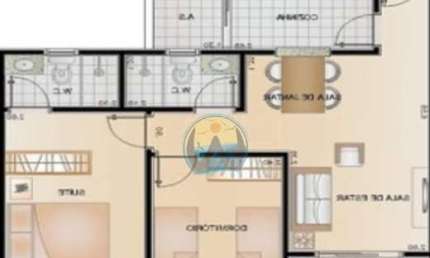 Apartamento com 2 quartos para alugar no Monção, Taubaté , 58 m2 por R$ 1.200