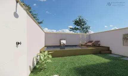 Casa com 3 quartos, piscina e churrasqueira em Itanhaém.