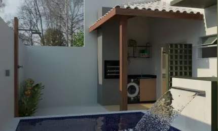 Casa à 60m do mar com piscina e 2 quartos em Itanhaém.