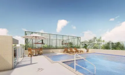 Apartamento com 2 quartos e piscina em Praia Grande.
