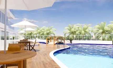 Apartamento com piscina e 2 quartos em praia grande.