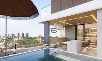 Cobertura Duplex, com 3 suítes, 260,55 m² privativos, 3 vagas de garagem, no Cabral, Curitiba - PR.