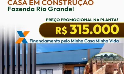 Imperdível! Casa com 2 Quartos, Garagem e Espaço Gourmet  em Fazenda Rio Grande