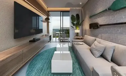 Apartamento com 32 m² na beira mar da praia dos carneiros em tamandaré -pe