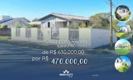 Casa para venda em içara, centro, 3 dormitórios, 1 suíte, 2 banheiros, 2 vagas