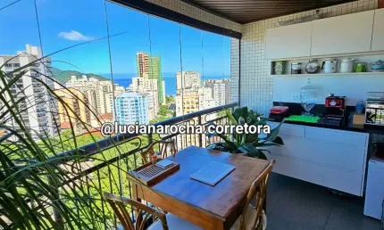 Vista mar! andar alto! 100% reformado! 3 dorms (2 suites) todos com varanda! 3 vagas! 185m² úteis