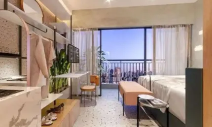Condomínio on brooklin no brooklin, studio de 33m² com 1 dormitório, varanda.