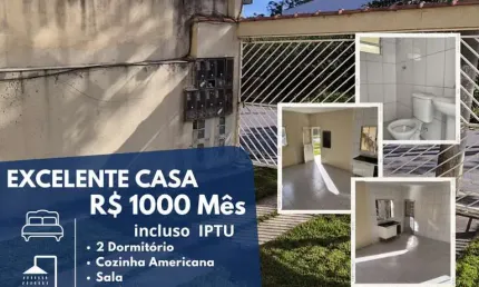 Casa para Locação em Suzano, Jardim Leblon, 2 dormitórios, 1 banheiro, 1 vaga