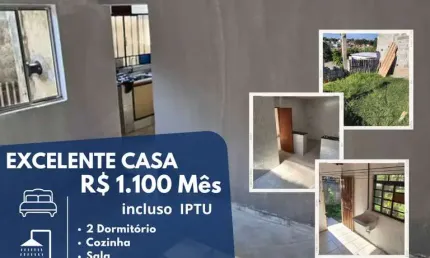 Casa para Locação em Suzano, Jardim do Bosque, 2 dormitórios, 1 banheiro, 1 vaga