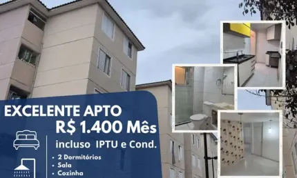 Apartamento para locação em mogi das cruzes, jundiapeba, 2 dormitórios, 1 banheiro, 1 vaga