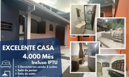 Casa para locação em suzano, jardim dona benta, 3 dormitórios, 2 suítes, 4 banheiros, 4 vagas