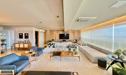 Apartamento 4 suítes à venda todo mobiliado e equipado com vista definitiva para o lago das rosas no setor oeste