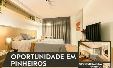 Lindo e sofisticado studio em pinheiros, 29m2 completamente mobiliado. condomíniocom lazer completo, aceita pet.