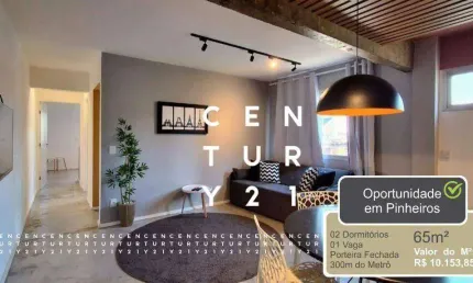 Apartamento com 2 dormitórios à venda, 65 m² por r$ 595.000,00 - pinheiros - são paulo/sp
