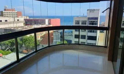 Palazzo versília, 1 quarto e sala com varanda e vista mar, à venda na barra.