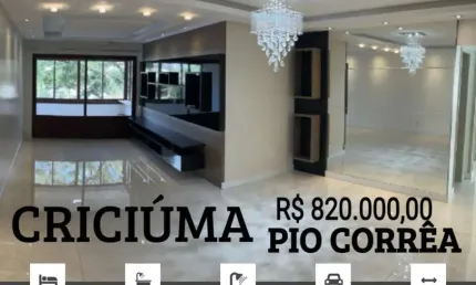 Apartamento para Venda em Criciúma, Pio Corrêa, 3 dormitórios, 1 suíte, 3 banheiros, 2 vagas