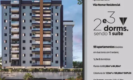 Apartamentos com 02 e 03 dormitórios com vista mar - vila nomar residencial, praia das palmeiras, caraguatatuba/sp