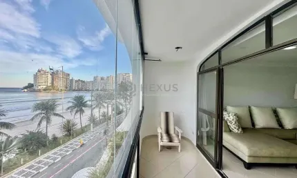 Apartamento com varanda na frente mar da praia das astúrias de 3 quartos (3 suítes, 2 vagas, guaruj
