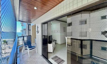 Apartamento com varanda gourmet na frente mar da praia das astúrias de 3 quartos (1 suíte), 2 vagas