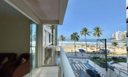 Apartamento à venda na praia das astúrias, vista para o mar com 3 quartos e 1 vaga.