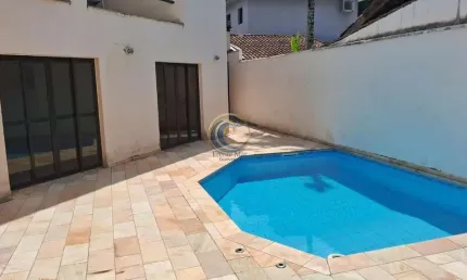 Casa em condomínio para locação em guarujá, praia do pernambuco, 4 dormitórios, 2 suítes, 4 banheiros, 5 vagas