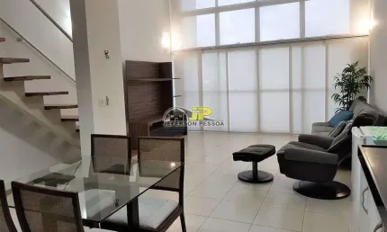 Studio com pé direito duplo alto padrão mobiliado com 02 vagas em santa lucia